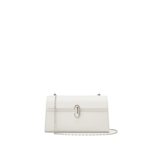 Savette Symmetry Chain Pochette in Ivory Smooth Leather | Shoulder & Crossbody Bags | Coveti