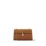 Savette Symmetry Chain Pochette in Saddle Suede | Shoulder & Crossbody Bags | Coveti
