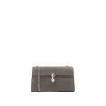 Savette Symmetry Chain Pochette in Smoke Suede | Shoulder & Crossbody Bags | Coveti