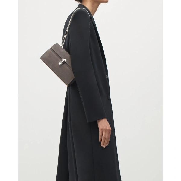 Savette Symmetry Chain Pochette in Smoke Suede, view 5 | Shoulder & Crossbody Bags | Coveti