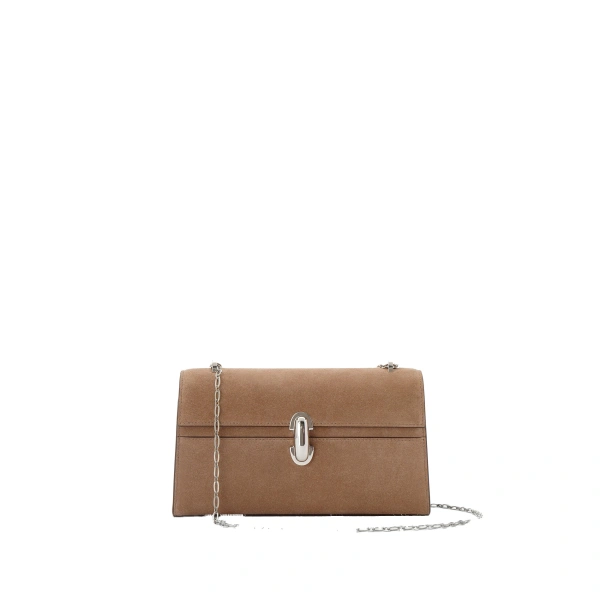 Symmetry Chain Pochette in Taupe Suede