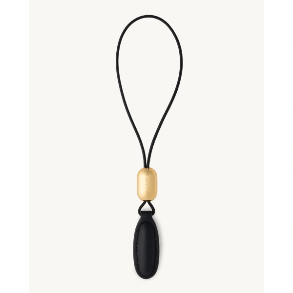 Savette Symmetry Charm in Black Smooth Leather, view 2 | Bag charms | Coveti