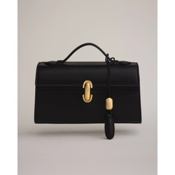 Savette Symmetry Charm in Black Smooth Leather, view 3 | Bag charms | Coveti