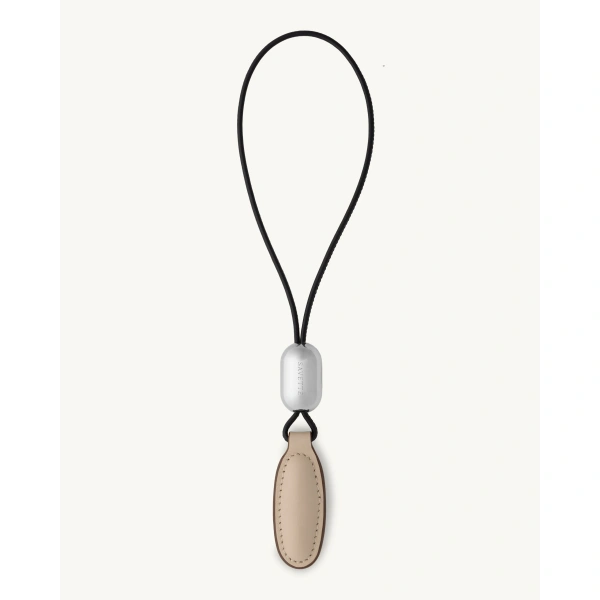 Savette Symmetry Charm in Bone Smooth Leather, view 2 | Bag charms | Coveti