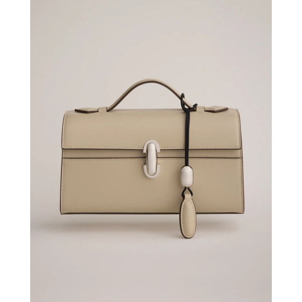 Savette Symmetry Charm in Bone Smooth Leather, view 3 | Bag charms | Coveti