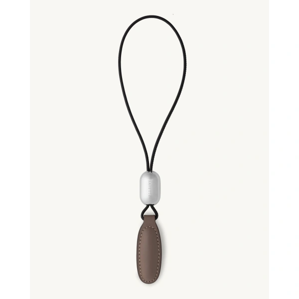 Savette Symmetry Charm in Taupe Smooth Leather, view 2 | Bag charms | Coveti