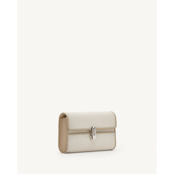 Savette Symmetry Mini Bag in Bone Canvas, view 2 | Mini Bags | Coveti