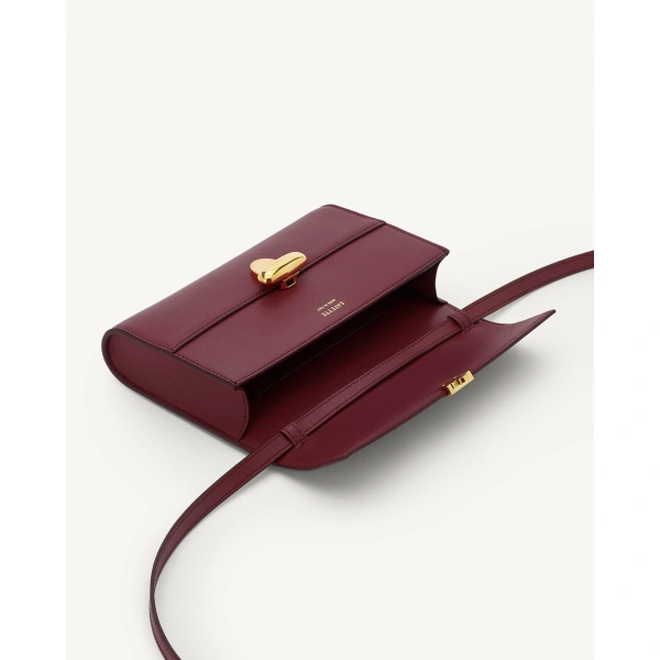Savette Symmetry Mini Bag in Plum Smooth Leather, view 3 | Mini Bags | Coveti