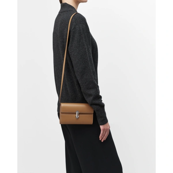 Savette Symmetry Mini Bag in Saddle Smooth Leather, view 4 | Mini Bags | Coveti