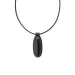 Savette Symmetry Pendant Necklace in Black Smooth Leather | Pendant Necklaces | Coveti