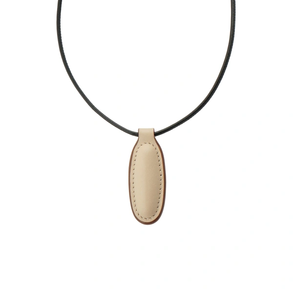Symmetry Pendant Necklace in Bone Smooth Leather