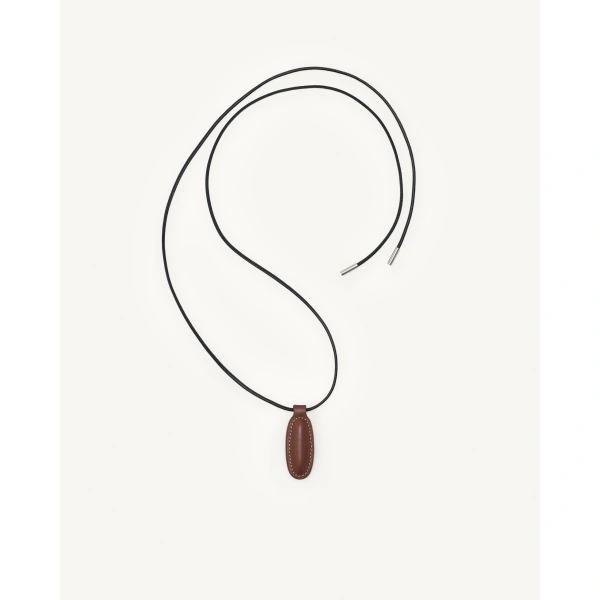 Savette Symmetry Pendant Necklace in Espresso Smooth Leather, view 2 | Pendant Necklaces | Coveti