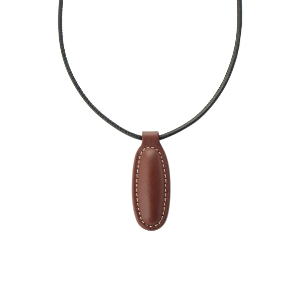 Symmetry Pendant Necklace in Espresso Smooth Leather