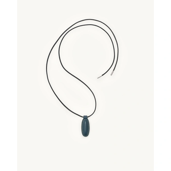 Savette Symmetry Pendant Necklace in Ocean Smooth Leather, view 2 | Pendant Necklaces | Coveti