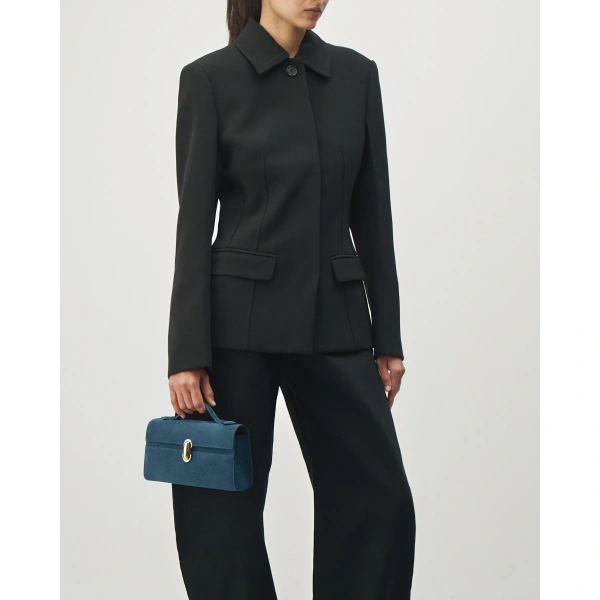 Savette Symmetry Pochette in Baltic Suede, view 4 | Totes & Top-Handle Bags | Coveti
