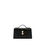 Savette Symmetry Pochette in Black Crocodile | Totes & Top-Handle Bags | Coveti