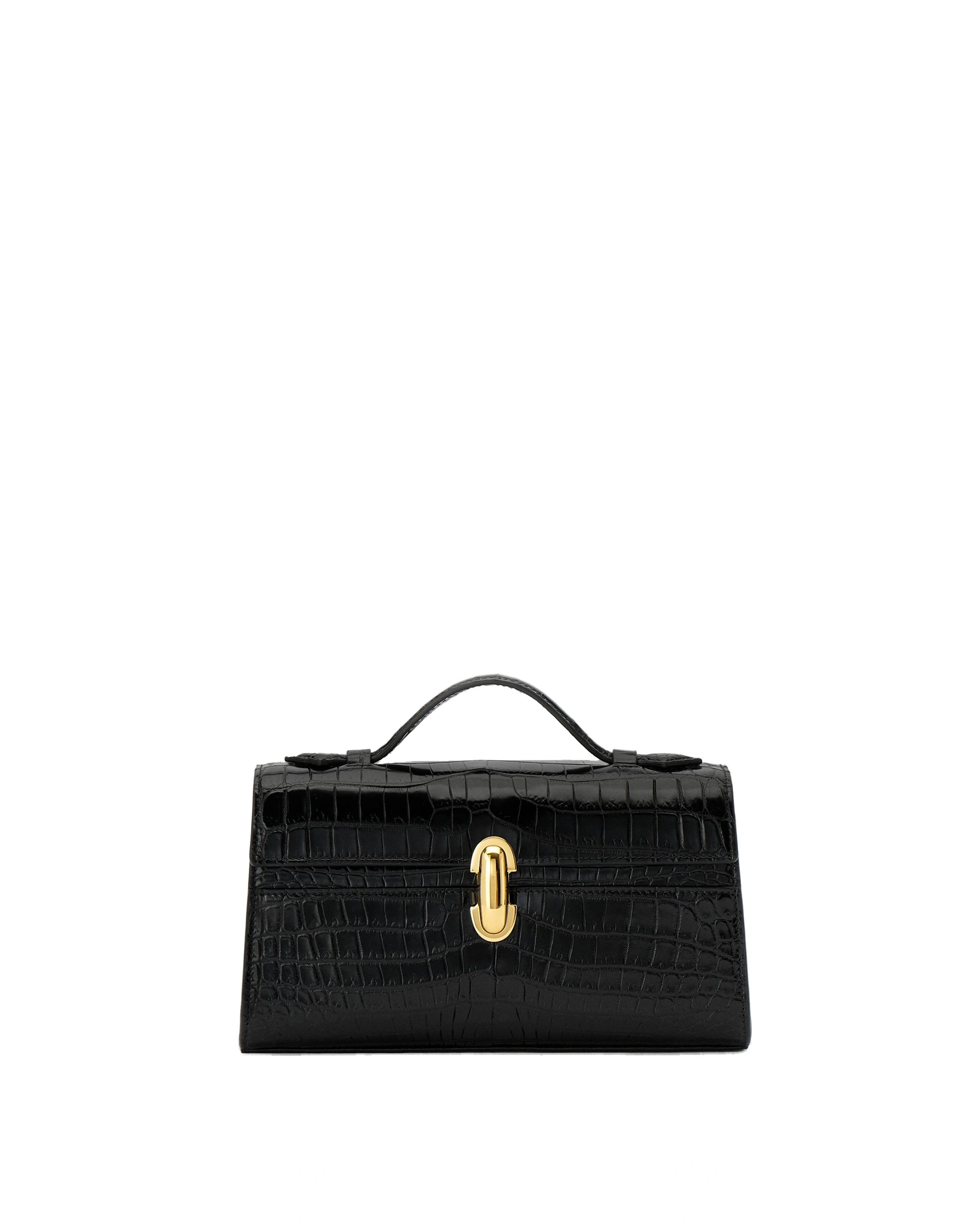 Savette Symmetry Pochette in Black Crocodile Savette Symmetry Pochette in Black Crocodile | Totes & Top-Handle Bags | Coveti