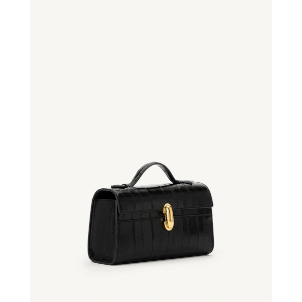 Savette Symmetry Pochette in Black Eel, view 2 | Totes & Top-Handle Bags | Coveti