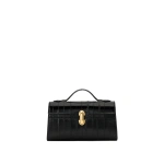 Savette Symmetry Pochette in Black Eel | Totes & Top-Handle Bags | Coveti