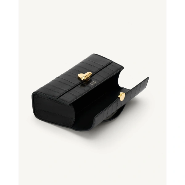 Savette Symmetry Pochette in Black Eel, view 3 | Totes & Top-Handle Bags | Coveti