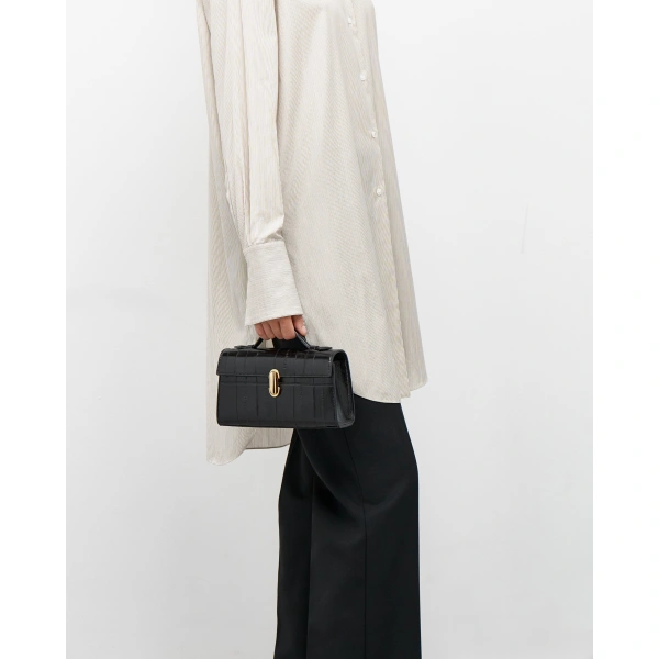 Savette Symmetry Pochette in Black Eel, view 4 | Totes & Top-Handle Bags | Coveti