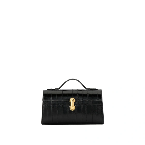 Savette Symmetry Pochette in Black Eel | Totes & Top-Handle Bags | Coveti