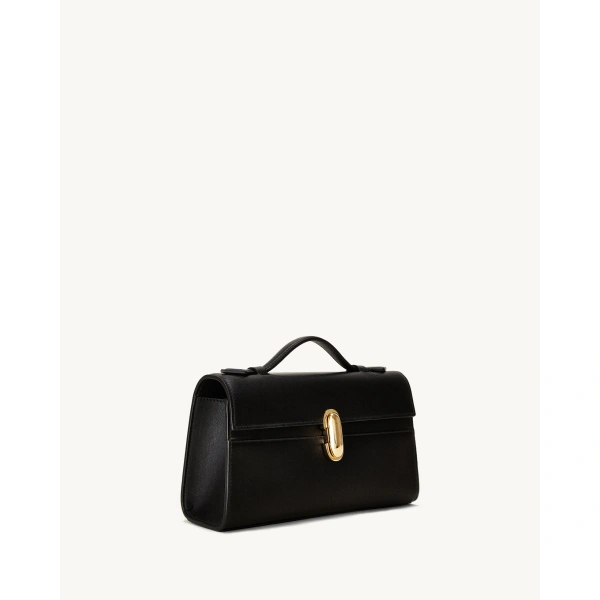 Savette Symmetry Pochette in Black Smooth Leather, view 2 | Totes & Top-Handle Bags | Coveti