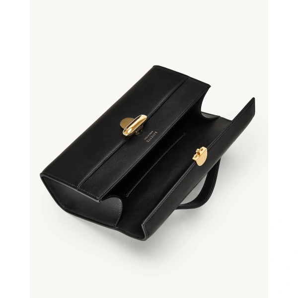 Savette Symmetry Pochette in Black Smooth Leather, view 3 | Totes & Top-Handle Bags | Coveti