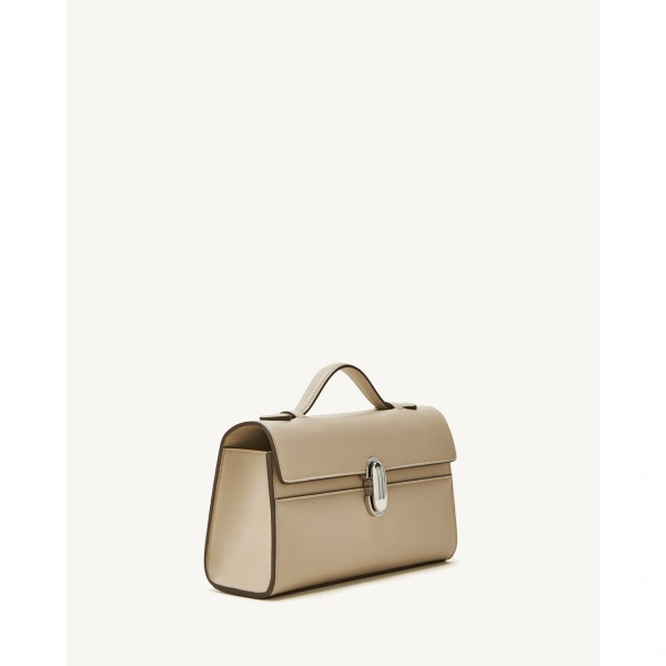 Savette Symmetry Pochette in Bone Smooth Leather, view 2 | Totes & Top-Handle Bags | Coveti