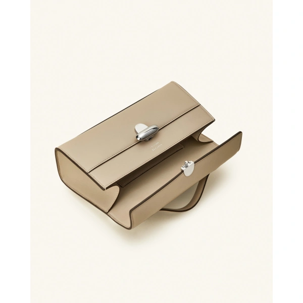 Savette Symmetry Pochette in Bone Smooth Leather, view 3 | Totes & Top-Handle Bags | Coveti