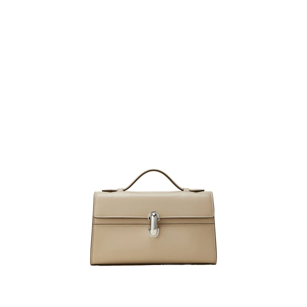 Savette Symmetry Pochette in Bone Smooth Leather | Totes & Top-Handle Bags | Coveti