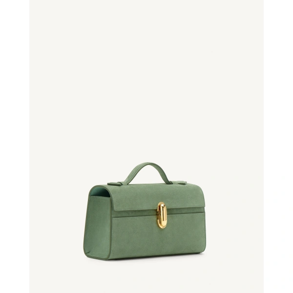 Savette Symmetry Pochette in Cactus Suede, view 2 | Totes & Top-Handle Bags | Coveti