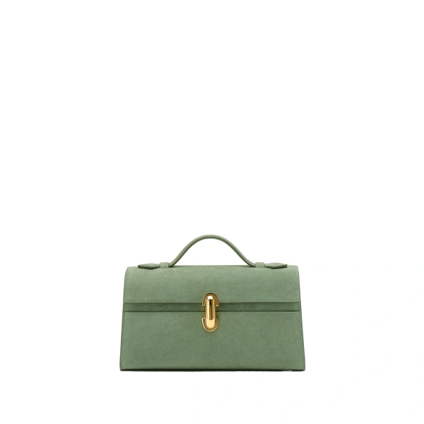 Savette Symmetry Pochette in Cactus Suede | Totes & Top-Handle Bags | Coveti