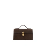 Savette Symmetry Pochette in Coffee Suede | Totes & Top-Handle Bags | Coveti