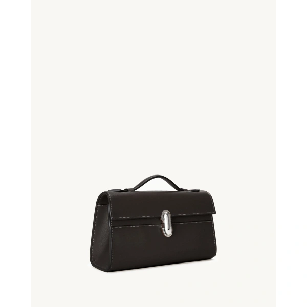 Savette Symmetry Pochette in Currant Smooth Leather, view 2 | Totes & Top-Handle Bags | Coveti
