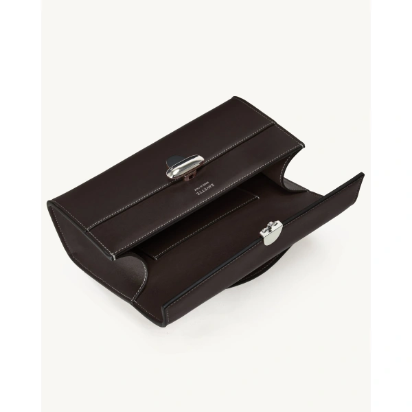 Savette Symmetry Pochette in Currant Smooth Leather, view 3 | Totes & Top-Handle Bags | Coveti