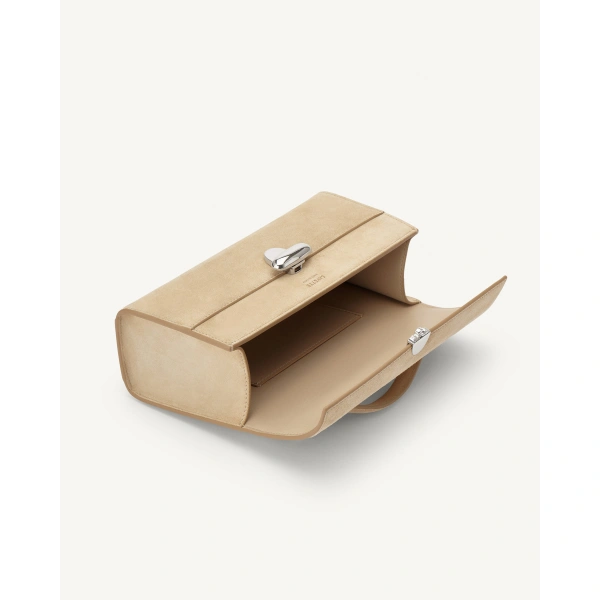 Savette Symmetry Pochette in Flax Suede, view 3 | Totes & Top-Handle Bags | Coveti