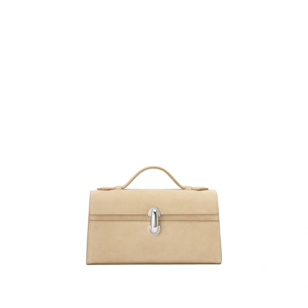 Savette Symmetry Pochette in Flax Suede | Totes & Top-Handle Bags | Coveti