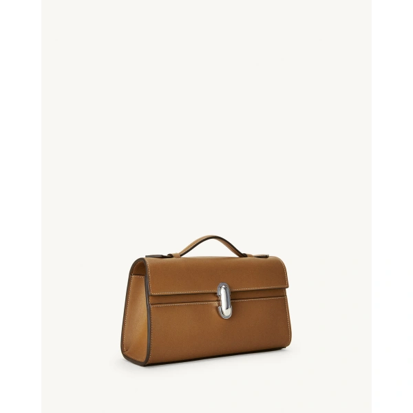 Savette Symmetry Pochette in Saddle Smooth Leather, view 2 | Totes & Top-Handle Bags | Coveti