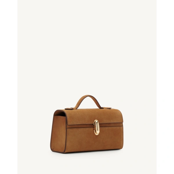Savette Symmetry Pochette in Saddle Suede, view 2 | Totes & Top-Handle Bags | Coveti