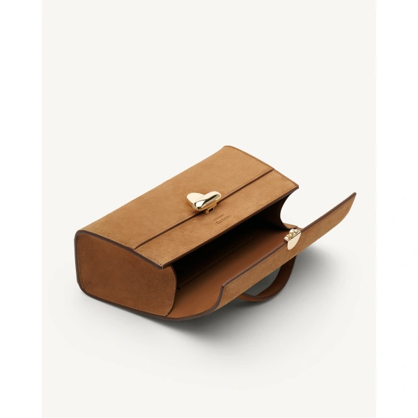 Savette Symmetry Pochette in Saddle Suede, view 3 | Totes & Top-Handle Bags | Coveti