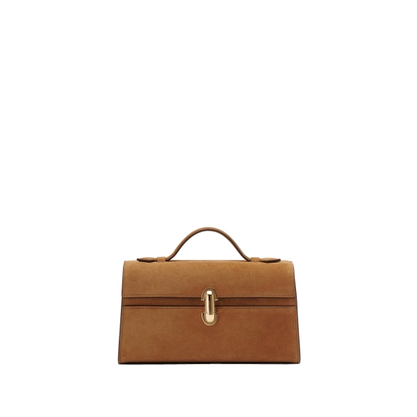 Savette Symmetry Pochette in Saddle Suede | Totes & Top-Handle Bags | Coveti