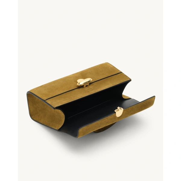 Savette Symmetry Pochette in Sepia Suede, view 3 | Totes & Top-Handle Bags | Coveti