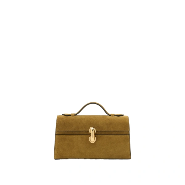 Savette Symmetry Pochette in Sepia Suede | Totes & Top-Handle Bags | Coveti