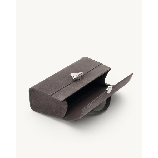 Savette Symmetry Pochette in Smoke Suede, view 3 | Totes & Top-Handle Bags | Coveti