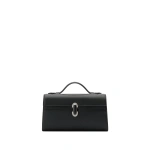 Savette Symmetry Pochette with Leather-Inset Lock in Black | Totes & Top-Handle Bags | Coveti