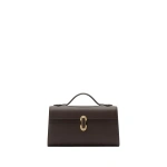 Savette Symmetry Pochette with Leather-Inset Lock in Coffee | Totes & Top-Handle Bags | Coveti