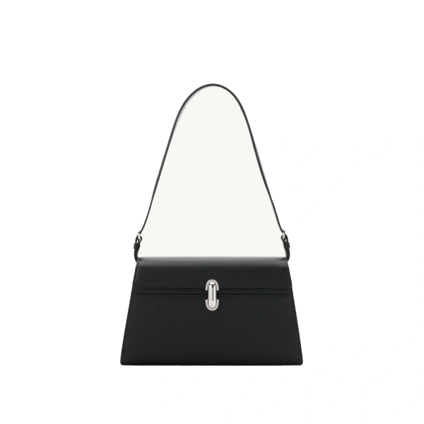 Savette Symmetry Shoulder Bag in Black Grained Leather | Shoulder & Crossbody Bags | Coveti
