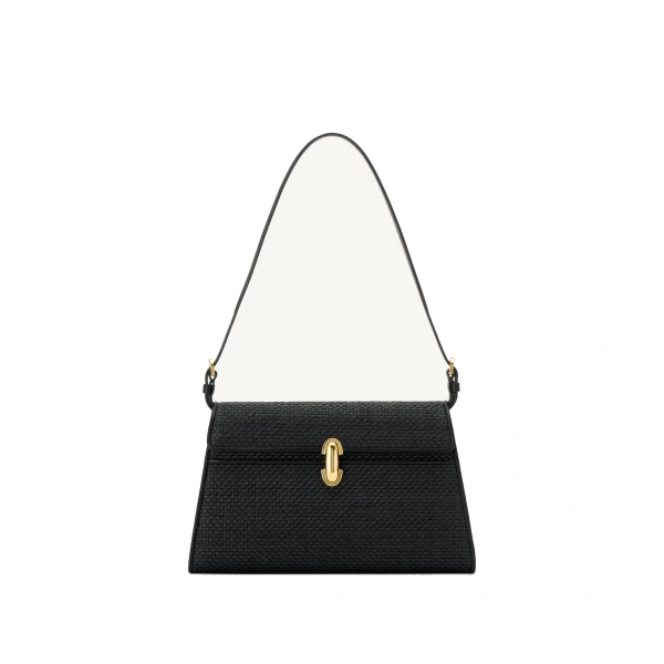 Savette Symmetry Shoulder Bag in Black Raffia | Shoulder & Crossbody Bags | Coveti