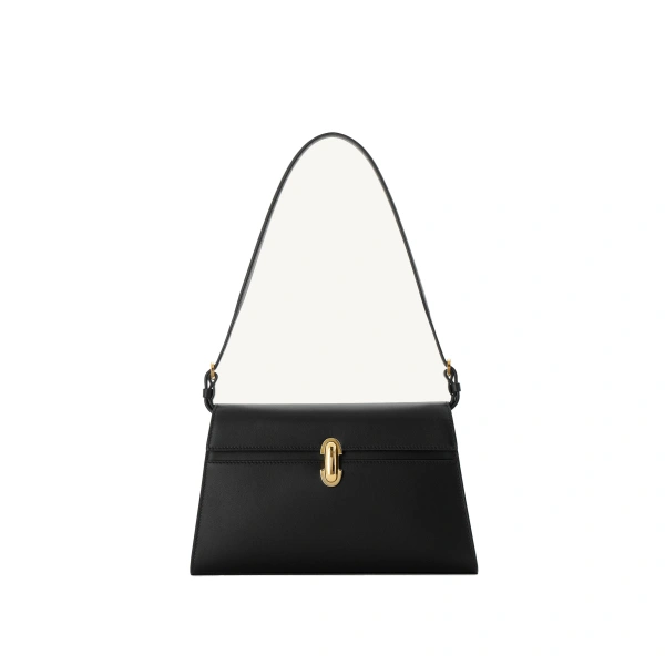 Symmetry Shoulder Bag in Black Smooth Leather
